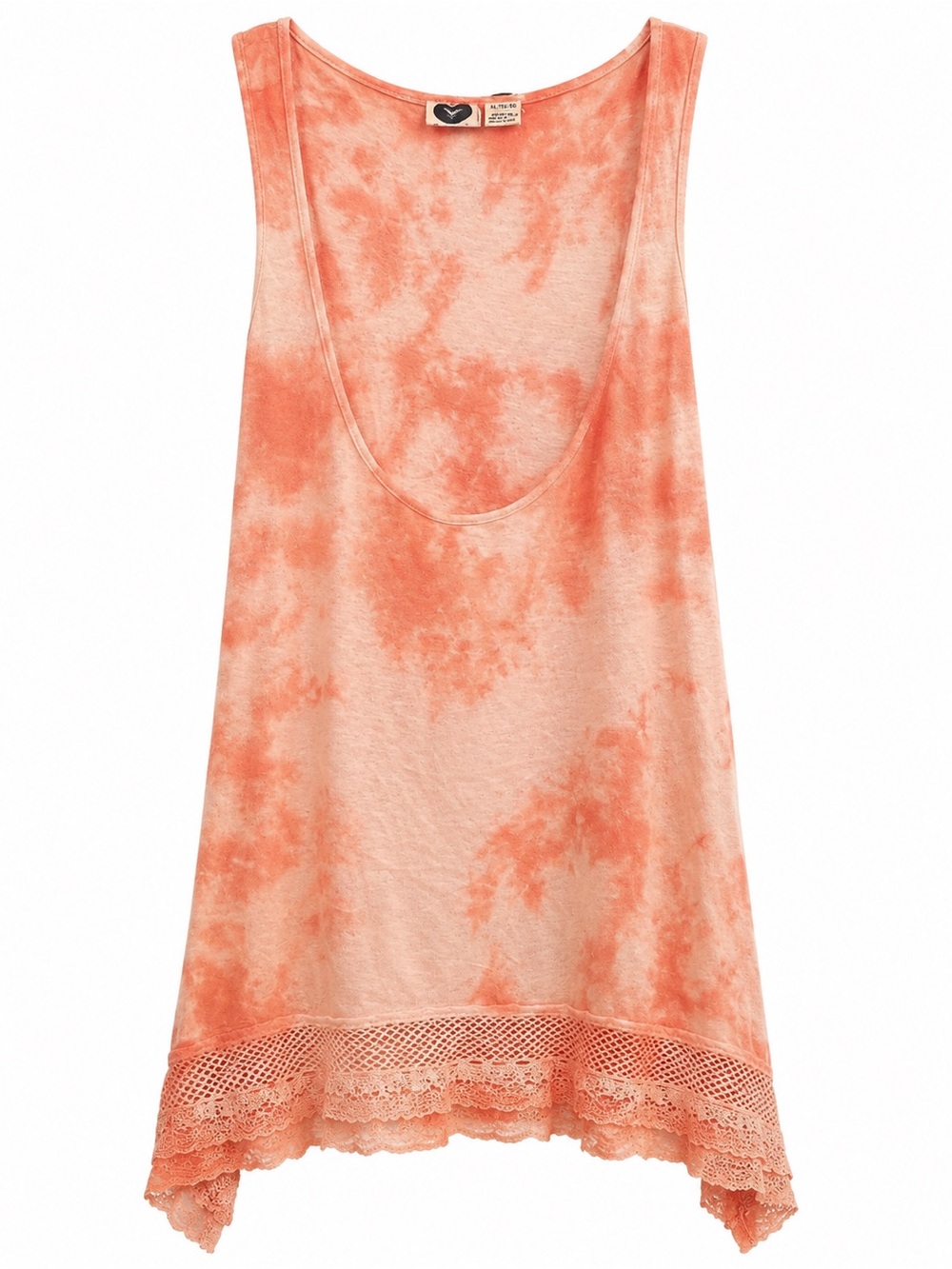 Roxy Orange Tie-Dye Tank Top Y2K Vintage Sheer Relax fit Resortwear Retro Preppy
